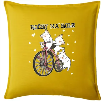 Polštář Kočky na kole - Polštář 50x50 - 50x50 - Pouze potah ( Žlutá )