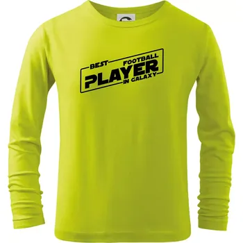 Chlapecké tričko Best football player in galaxy - Triko dětské Long Sleeve - 122 cm/6 let ( Limetková )