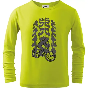 Chlapecké oblečení Pneumatika MTB - Triko dětské Long Sleeve - 134 cm/8 let ( Limetková )