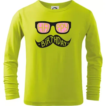 Dětská móda Mustache narozeniny - brýle - Triko dětské Long Sleeve - 104-110cm / 3-4 roky ( Limetková )