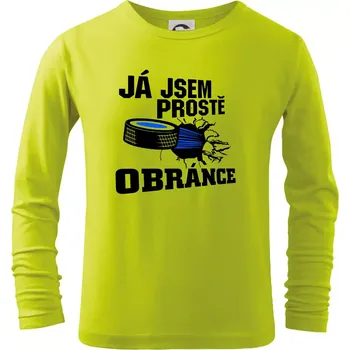 Já jsem prostě obránce (hokej) - Triko dětské Long Sleeve - 134 cm/8 let ( Limetková )
