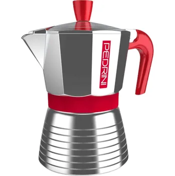 Moka konvice Hliníkový tlakový hrnec na espresso se 3 šálky (3 tz) PEDRINI INFINITY metalický