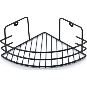 Drátěná police Kovová, rohová polička do koupelny, 1 patro BATHLAB CARL ČERNÁ MATNÁ 9 cm