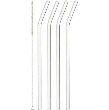 LEONARDO CIAO 23 cm skleněná brčka na nápoje a pití s kartáčkem 4 ks.