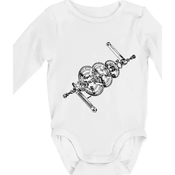 Dětská móda Cyklo rozkres převody - Body kojenecké s dlouhým rukávem - Dlouhý r. do 3 měs ( Bílá )