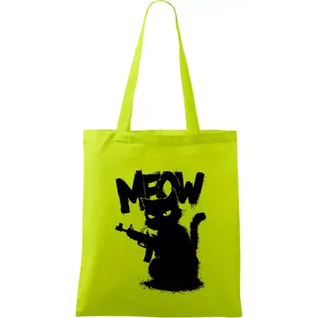 Meow kočka se zbraní - Taška bavlněná - 42 x 38 cm ( Limetková )