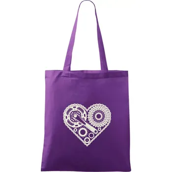 Nákupní taška Srdce plné cyklo dílů - Taška bavlněná - 42 x 38 cm ( Fialová )
