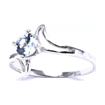 Prsten Stříbrný prsten akvamarin zirkon - T1165 (Stříbrný prsten se zirkonem)