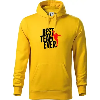 Pánská mikina Best team ever - Mikina pánská Cape s kapucí - S ( Žlutá )