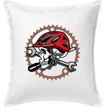 Polštář Lebka biker opravář - Polštář 50x50 - 50x50 - Pouze potah ( Bílá )
