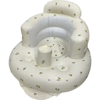 Nafukovací pohovka pro miminka 58x53x40 cm Dětské sedátko z měkkého PVC Pomůcka na sezení s oporou Vzor citrony Bezpečné hlídání dítěte