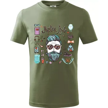 Hipster style - Tričko dětské bavlněné - 134 cm/8 let ( Khaki )