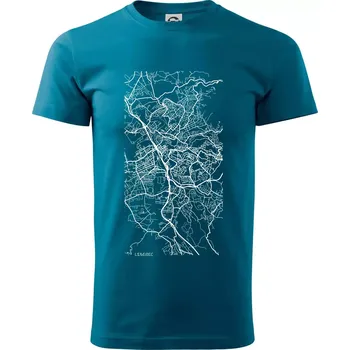 Černobílá mapa Liberec - Klasické pánské triko vyšší gramáže - S ( Petrolejová )