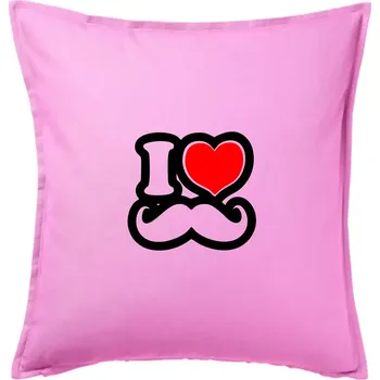 Polštář i love mustache - obrys - Polštář 50x50 - 50x50 - Pouze potah ( Růžová )