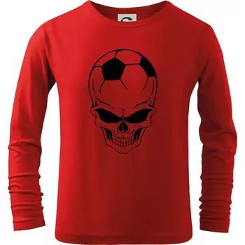 Chlapecké tričko Fotbal lebka míč - Triko dětské Long Sleeve - 104-110cm / 3-4 roky ( Červená )