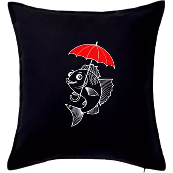 Polštář Ryba s deštníkem - Polštář 50x50 - 50x50 - Pouze potah ( Černá )