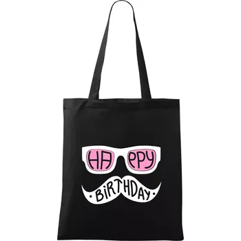 Nákupní taška Mustache narozeniny - brýle - Taška bavlněná - 42 x 38 cm ( Černá )