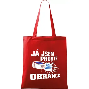 Nákupní taška Já jsem prostě obránce (hokej) - Taška bavlněná - 42 x 38 cm ( Červená )