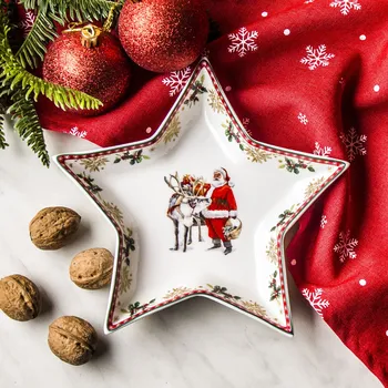 Talíř Dekorativní porcelánový talíř MAGIC CHRISTMAS GWIAZDA BÍLÝ 19 cm