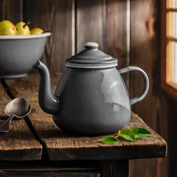 Konvice na čaj Smaltovaná konvice / čajník OLKUSKIE WYROBY EMALIOWANE 0,9 l OWE Grey