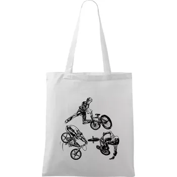 Nákupní taška BMX tricks - Taška bavlněná - 42 x 38 cm ( Bílá )
