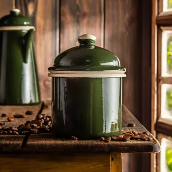 Dóza na potraviny Kanystr / nádoba na sypké výrobky smaltované OLKUSKIE WYROBY EMALIOWANE 0,65 l