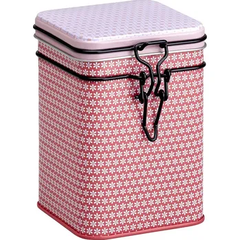 Dóza na potraviny Plechová dóza na kávu a čaj (nádoba) EIGENART RETRO KVĚTINY ČERVENÁ 05&nbsp;l