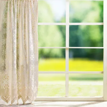 Bavlněná kuchyňská záclona JEDEKA HÁČKOVANÁ BÉŽOVÁ 180 x 90 cm