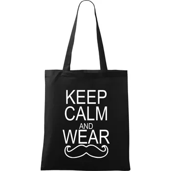 Keep calm and wear mustache - Taška bavlněná - 42 x 38 cm ( Černá )