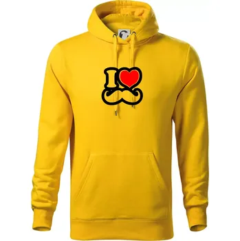 Pánská mikina i love mustache - obrys - Mikina pánská Cape s kapucí - 2XL ( Žlutá )