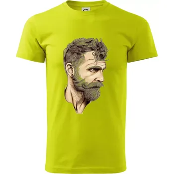 Pánské tričko Mustache man - Klasické pánské triko vyšší gramáže - M ( Limetková )