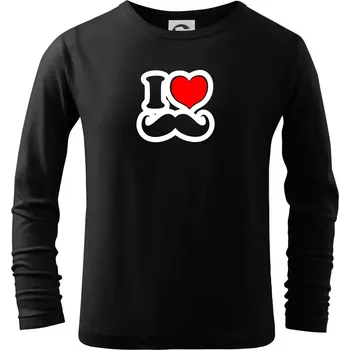Chlapecké tričko i love mustache - obrys - Triko dětské Long Sleeve - 122 cm/6 let ( Černá )