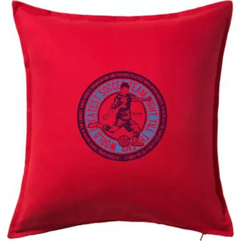 Polštář Soccer kulatý motiv - Polštář 50x50 - 50x50 - Včetně výplně ( Červená )