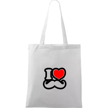 i love mustache - obrys - Taška bavlněná - 42 x 38 cm ( Bílá )