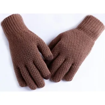 Rukavice Pánské zimní pletené rukavice hnědá