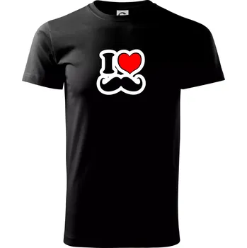 Pánské tričko i love mustache - obrys - Triko extra velké (5-8XL) - 6XL ( Černá )