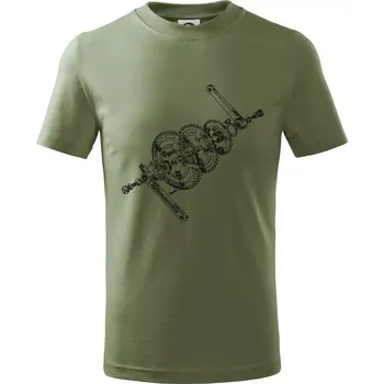 Cyklo rozkres převody - Tričko dětské bavlněné - 134 cm/8 let ( Khaki )