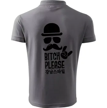 Pánská košile Bitch please! Mustache - Polokošile pánská Pique Polo 203 - 4XL ( Ocelově šedá )