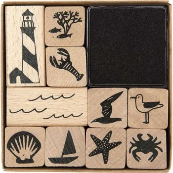 Dětské razítko Rico Design GmbH & Co.KG Moře - gumová razítka na dřevě sada (13ks)