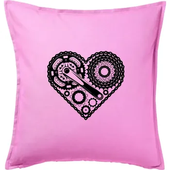 Polštář Srdce plné cyklo dílů - Polštář 50x50 - 50x50 - Pouze potah ( Růžová )