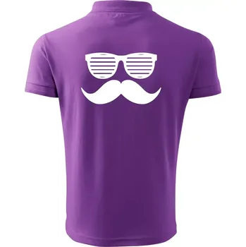 Pánská košile Mustache brýle - Polokošile pánská Pique Polo 203 - S ( Fialová )