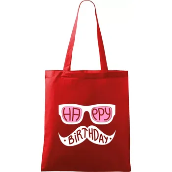 Nákupní taška Mustache narozeniny - brýle - Taška bavlněná - 42 x 38 cm ( Červená )