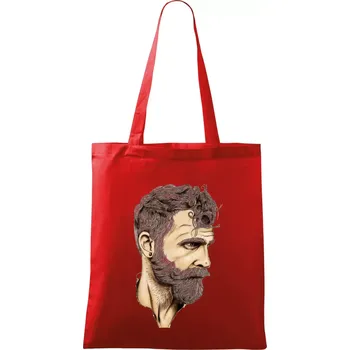 Nákupní taška Mustache man - Taška bavlněná - 42 x 38 cm ( Červená )
