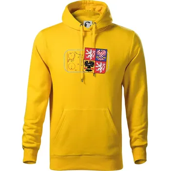 Pánská mikina ČR znak na ledě - Mikina pánská Cape s kapucí - M ( Žlutá )
