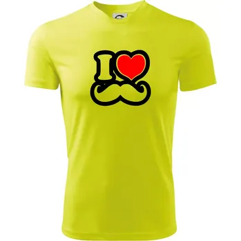 Chlapecké tričko i love mustache - obrys - Dětské triko sportovní (dresovina) - 122 cm/6 let ( Neonově žlutá )