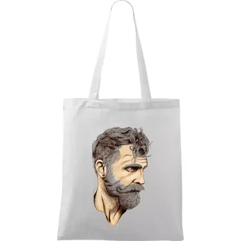 Mustache man - Taška bavlněná - 42 x 38 cm ( Bílá )