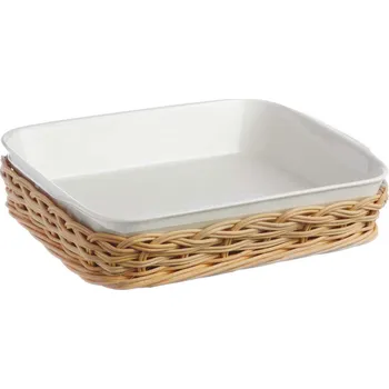 Nákupní košík LA PORCELLANA BIANCA Midollino 23 x 18 cm - proutěný košík / podložka pod tepelně odolnou nádobu na zapékání
