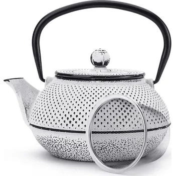 Konvice na čaj Litinová konvice s infuzérem DOTS BÍLÁ 0,8 l