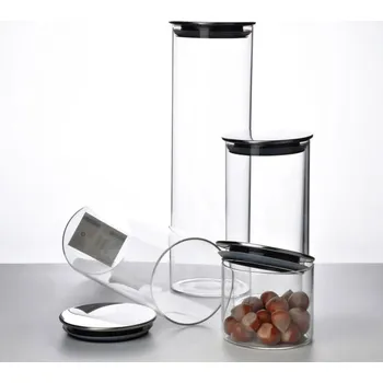 Dóza na potraviny Skleněná nádoba / Kontejner na sypké produkty s víkem MODERN KITCHEN 1,25 l