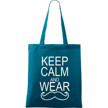 Keep calm and wear mustache - Taška bavlněná - 42 x 38 cm ( Petrolejová )